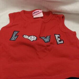 Red baby camisole with LOVE lettering in floral cotton 24 months